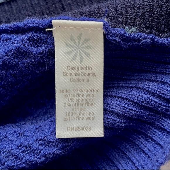 Athleta Sweater Sz S Blue Marina Chianti Merino Wool Turtleneck Textured - Picture 10 of 11